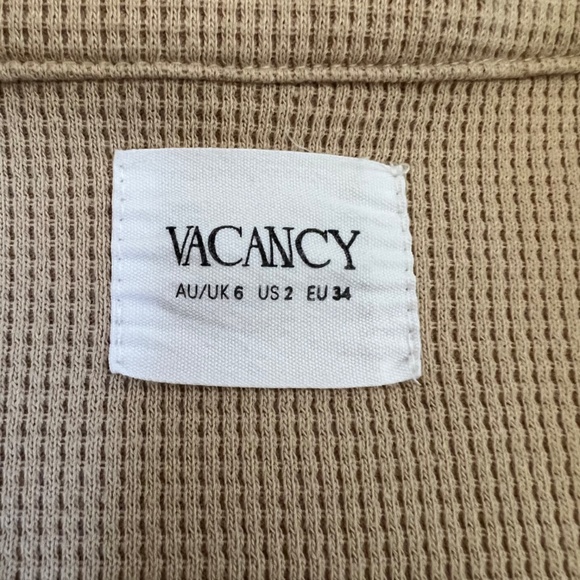 Vacancy Supply Drift Collared Waffle Sweater in Beige - Picture 9 of 11